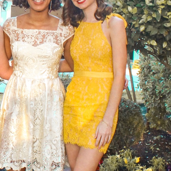 endless rose yellow lace cocktail dress - Picture 2 of 5
